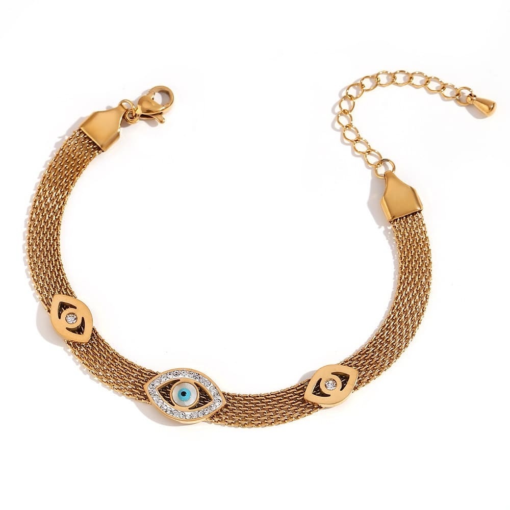 18K Gold Plated Evil Eye Bracelet*Nostalgic Unique Waterproof Tarnish Free MJ